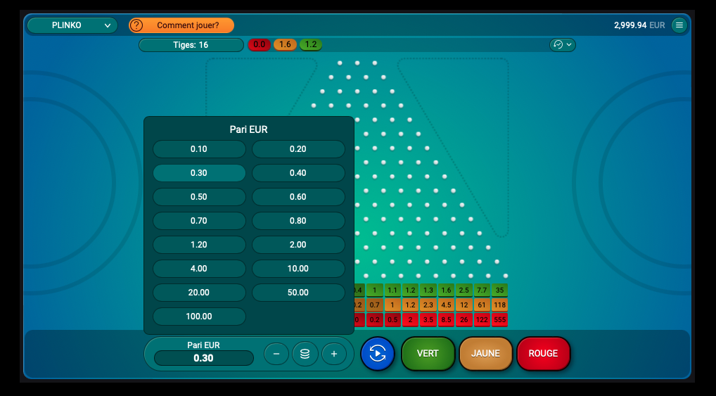 Plinko les mises