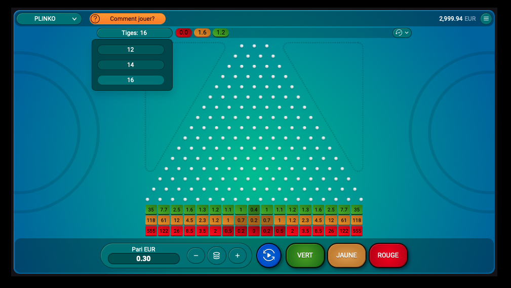 Plinko paramètres