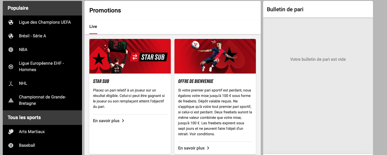 Pokerstars paris sportifs