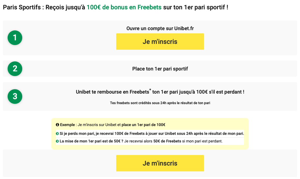 Unibet bonus paris sportifs