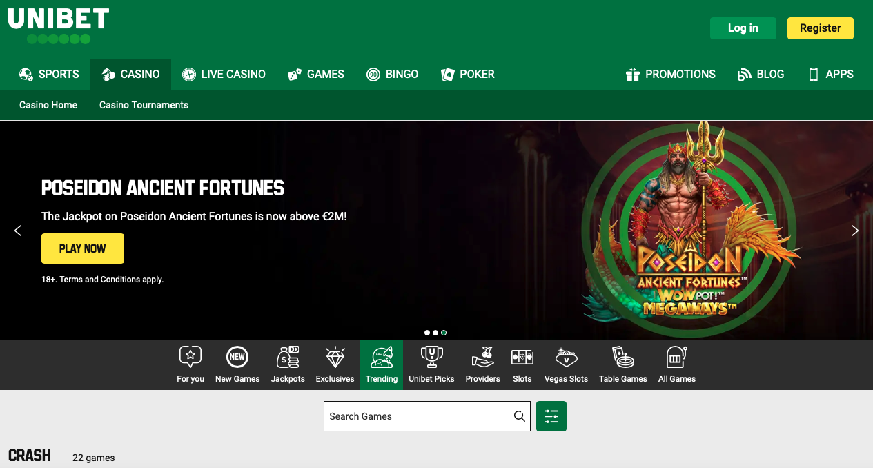 Unibet international homepage