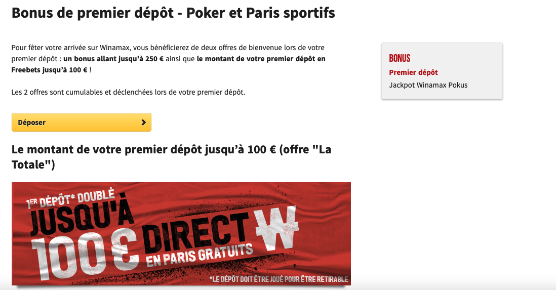 Winamax bonus paris sportifs