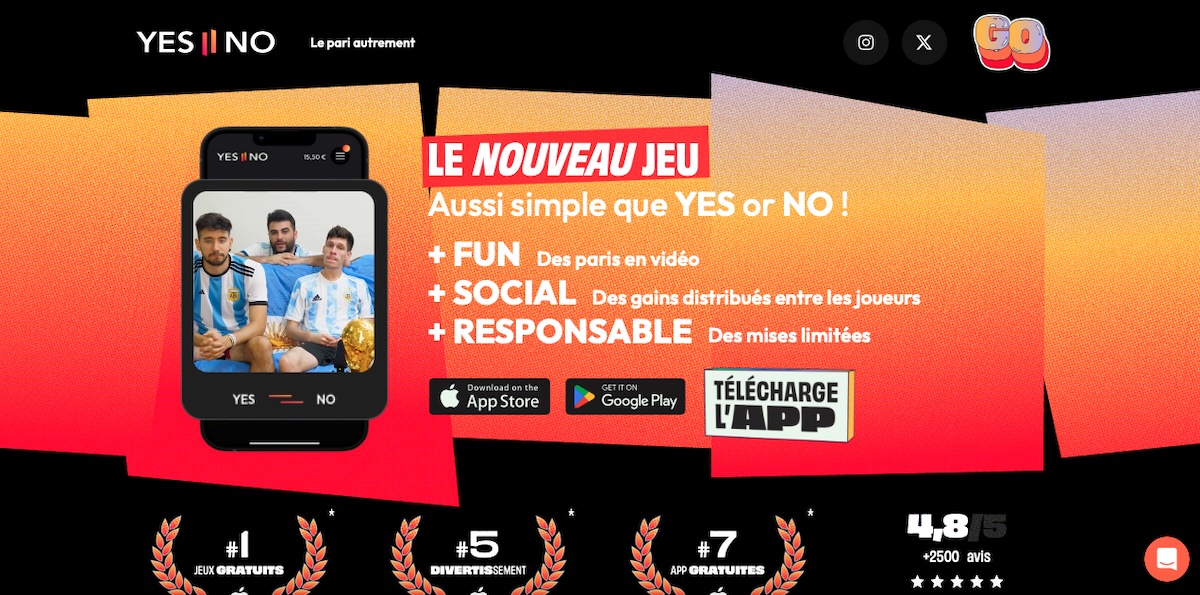 Yesorno jeu homepage