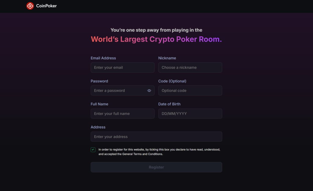 A snapshot of how to register at a top EU casino