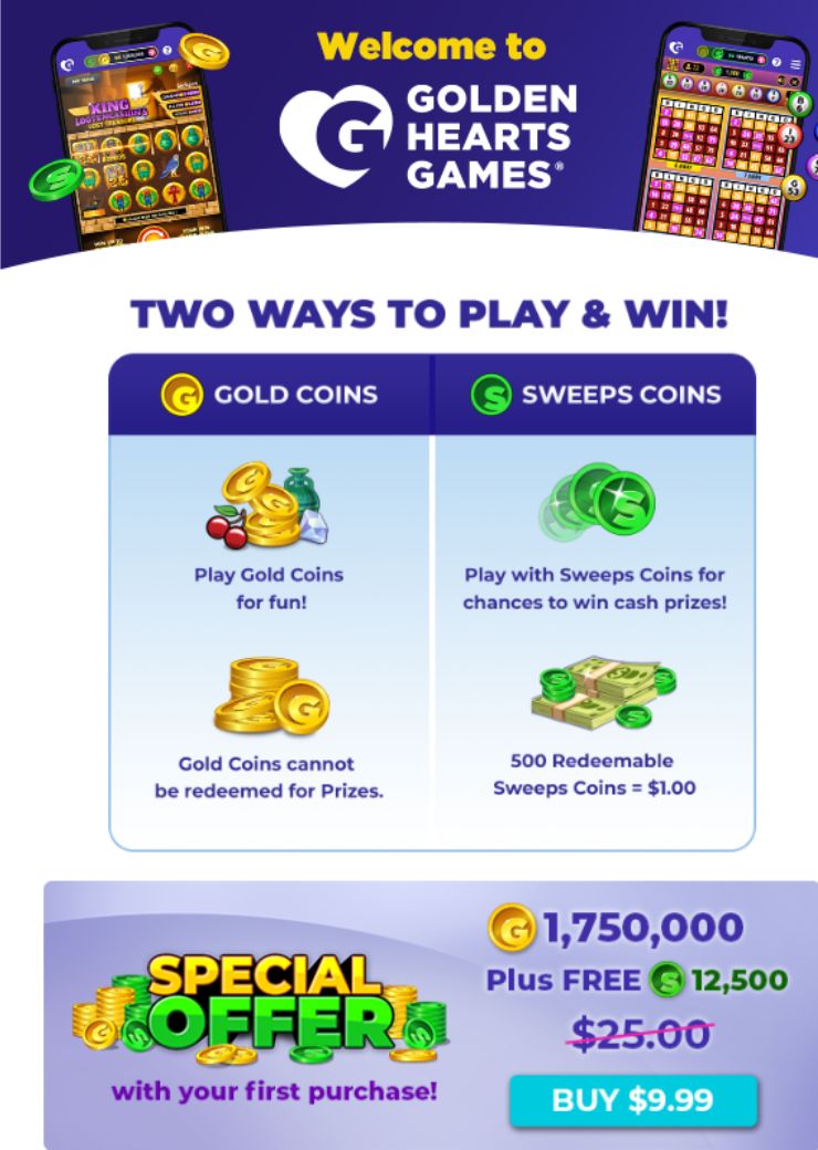 golden hearts casino soecial offer and promotions