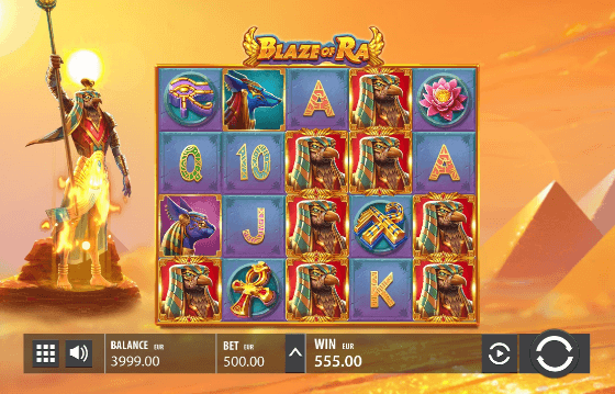 Blaze of Ra online slot game grid.