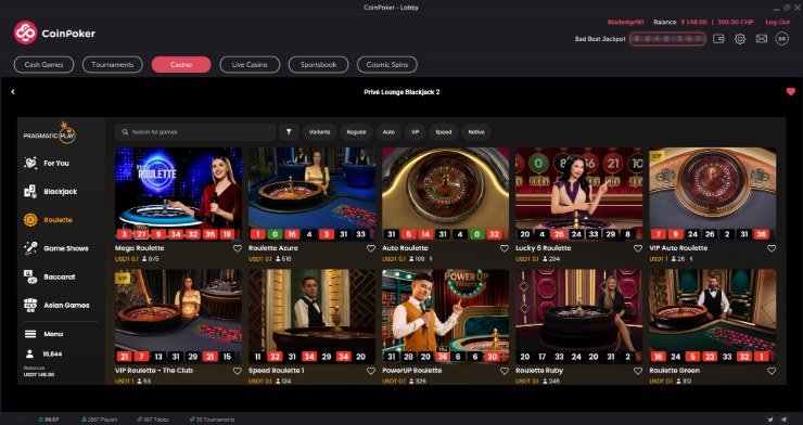 CoinPoker Roulette Lobby