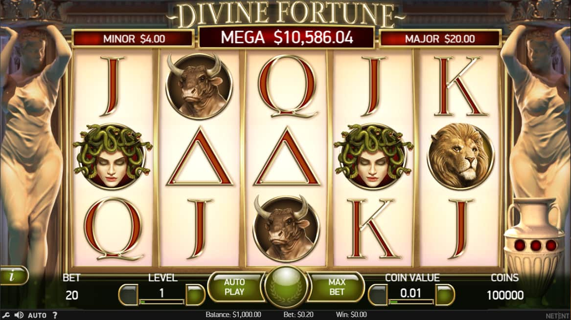 Divine Fortune slot grid.