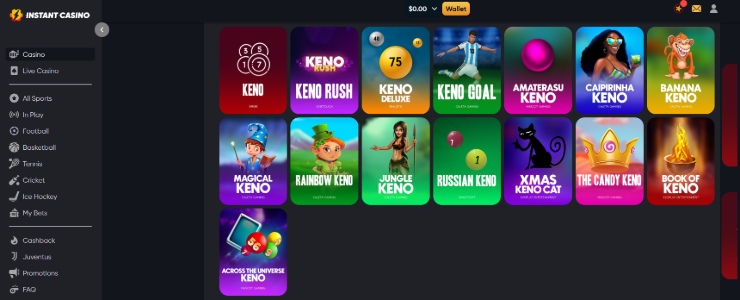 Instant Casino Keno