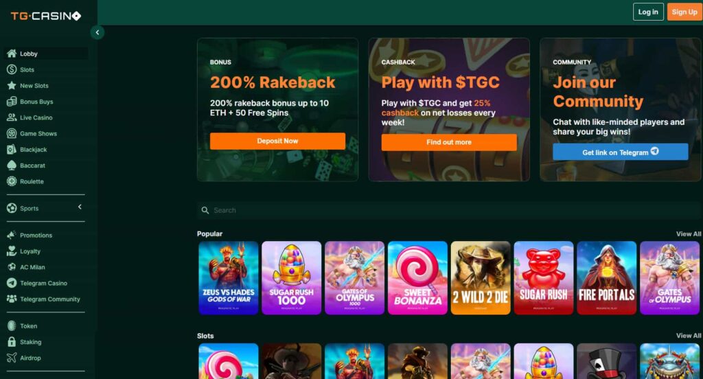 TG Casino game selection