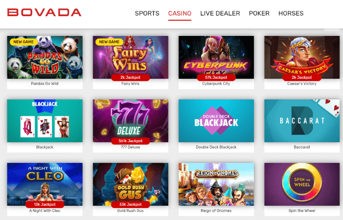 Bovada online casino game selection