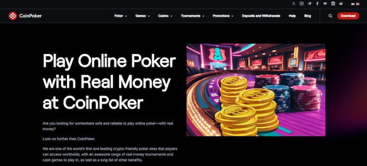 Coinpoker Poker Offerings as seen on desktop.