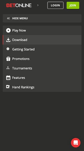 A snapshot of the mobile app at BetOnline casino for video poker