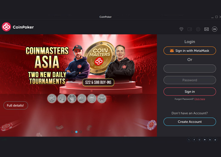 coinpoker eth poker site sign up and daily tournaments promo