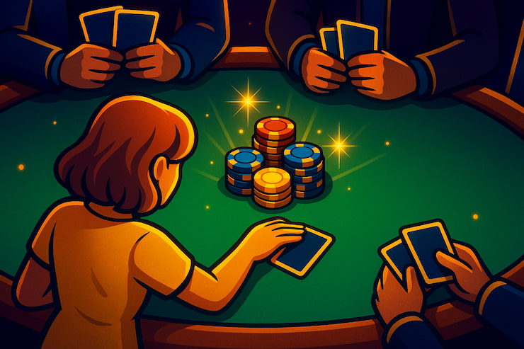 An image showing a player folding in 5 Card Draw poker.
