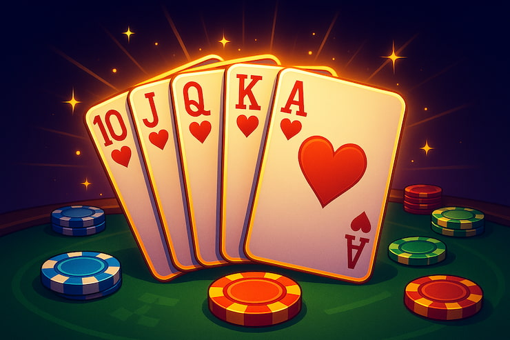 An image showing a royal flush according to the 7 Card Stud rules.
