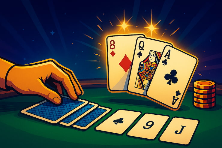 A visual illustrating the draw in 5 Card Draw poker.