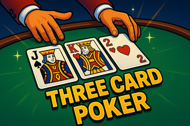An image showing the dealer dealing cards in 3 Card poker.