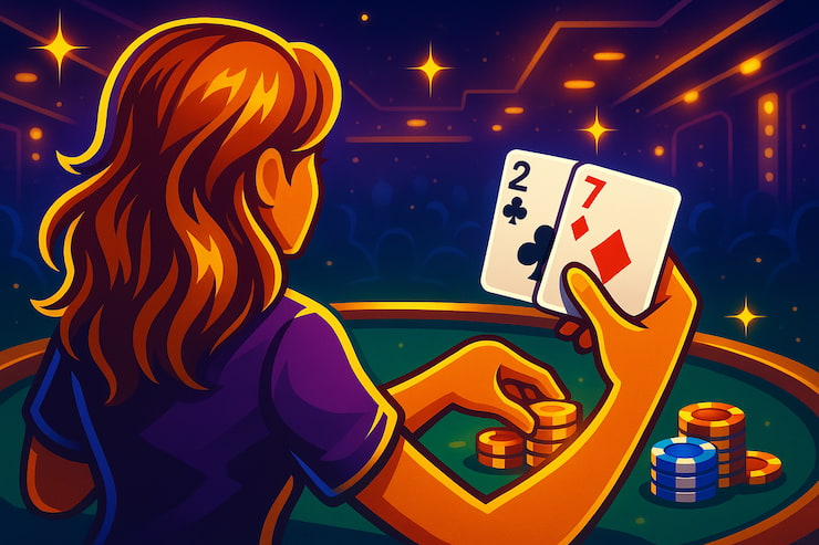 An image showing a player playing a weak hand in 7 Card Stud poker.