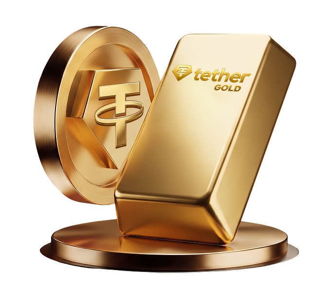 Tether Gold coin and gold bar