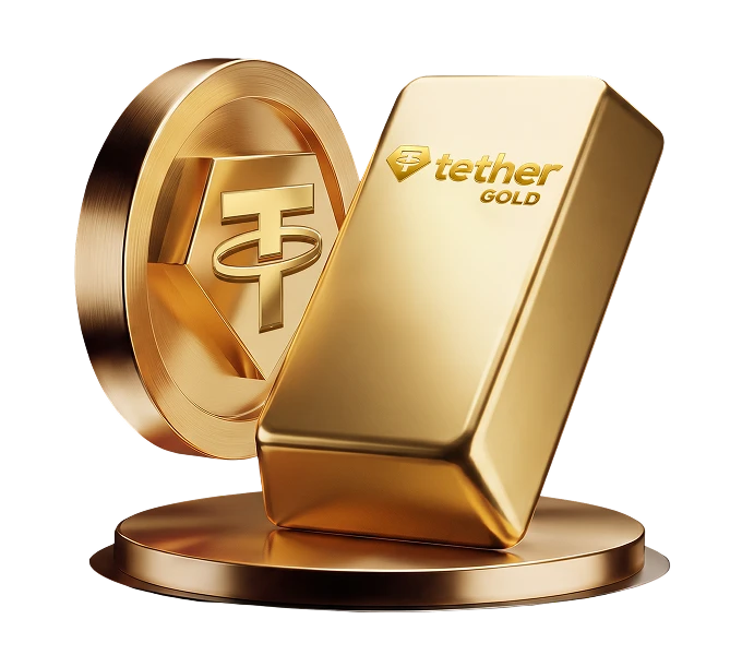 Tether Gold coin and gold bar